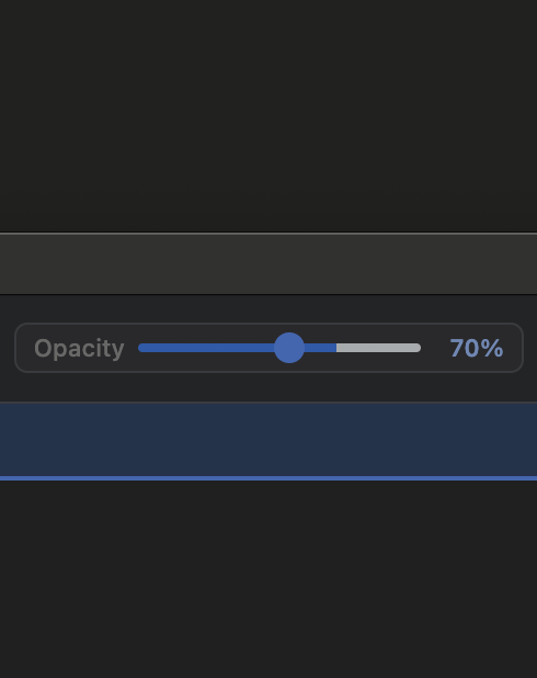 Screenshot of a digital interface showing an opacity adjustment slider set to 70%.